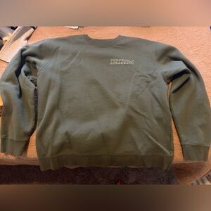 Green Sweatshirt with Inperfectly Perfect Logo and Skeleton hand holding a rose